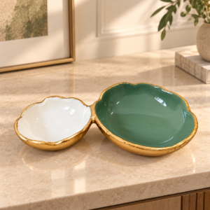 Gold-Rimmed Dual-Tone Decorative Bowl
